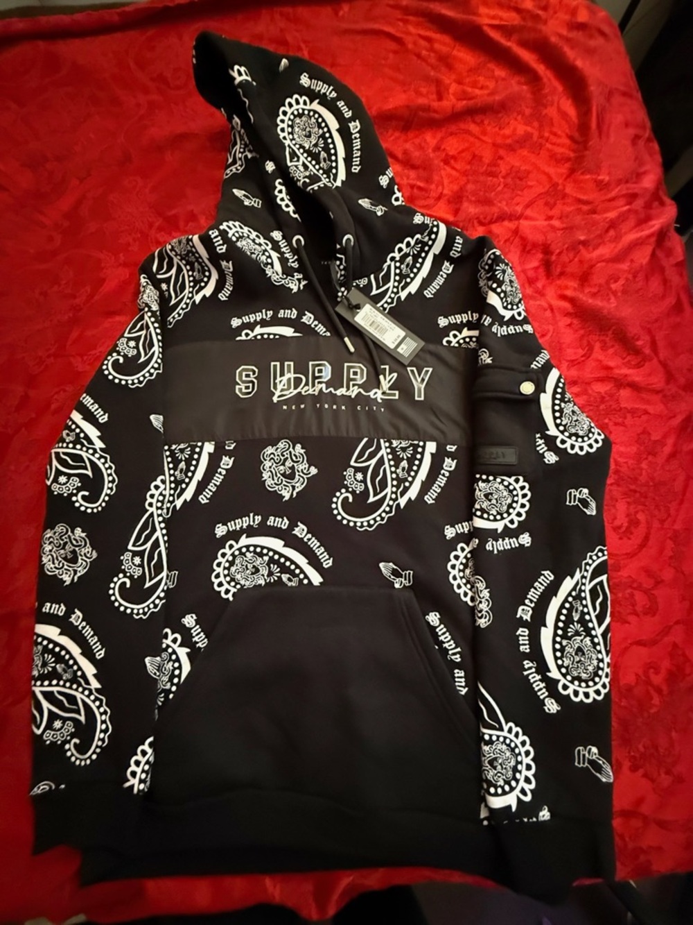 Black Paisley Hoodie - Men's Pullover Sweatshirt